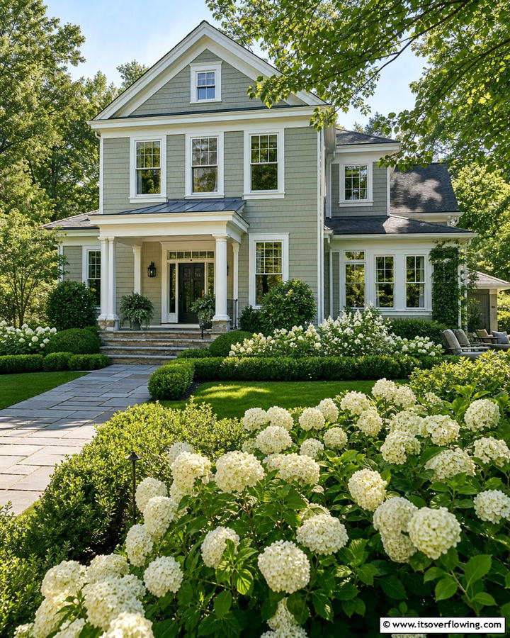 Soft Sage Elegance - 20 Light Green House Exterior Ideas for a Fresh Facade