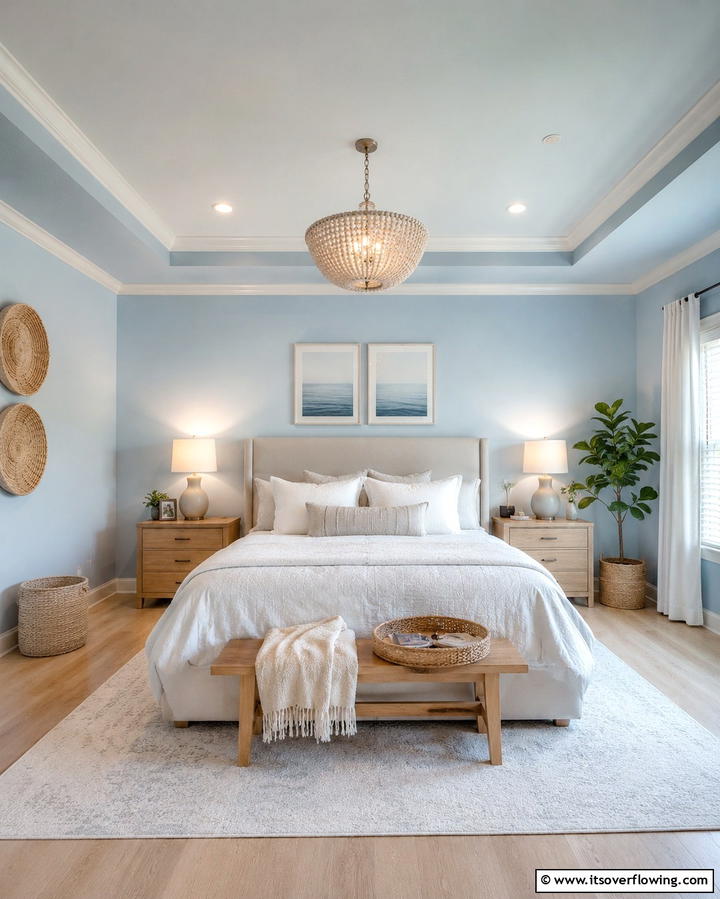Soft Sky Blue Walls for a Serene Atmosphere - 25 Sky Blue Bedroom Ideas for a Serene Retreat