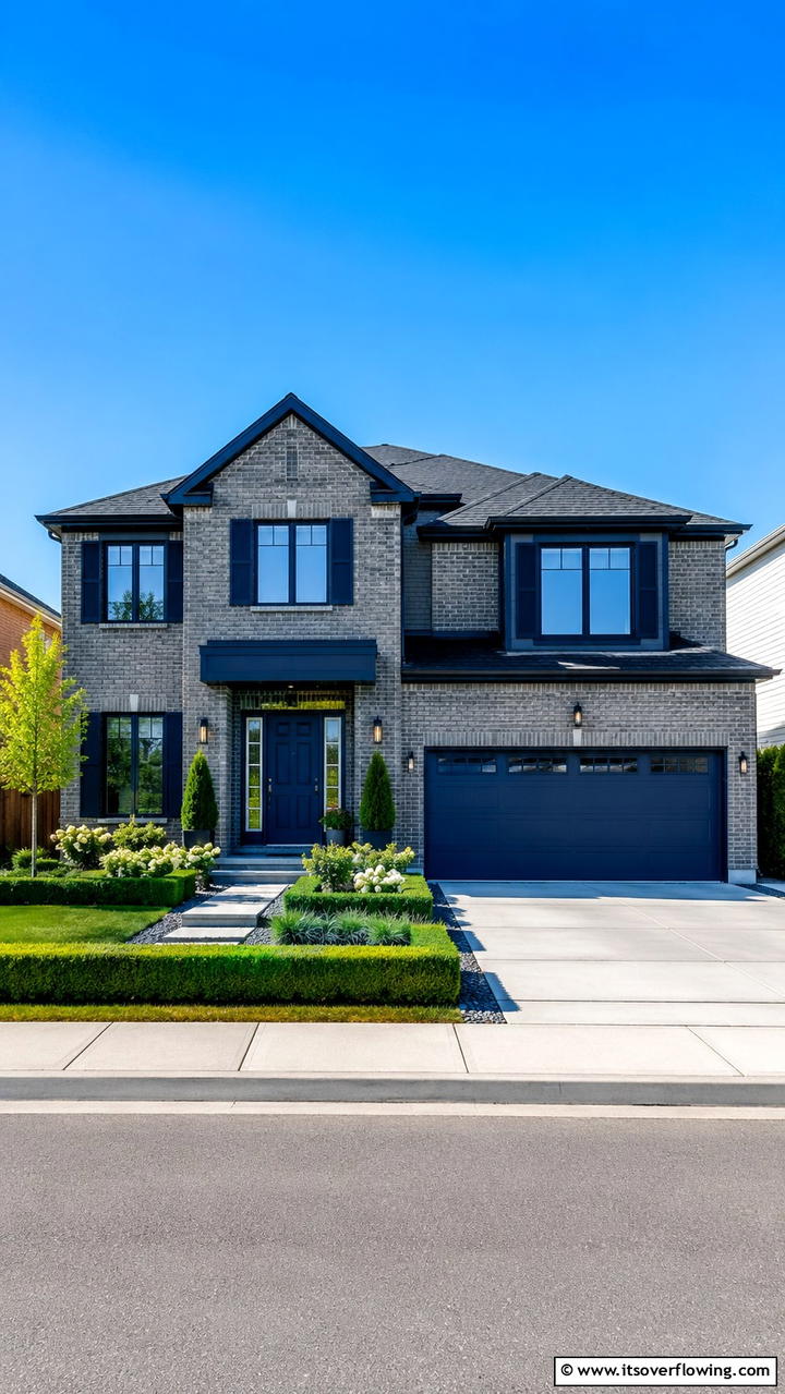 Soft Taupe Brick with Rich Chocolate Paint - 30 Exterior Brick and Paint Color Combinations