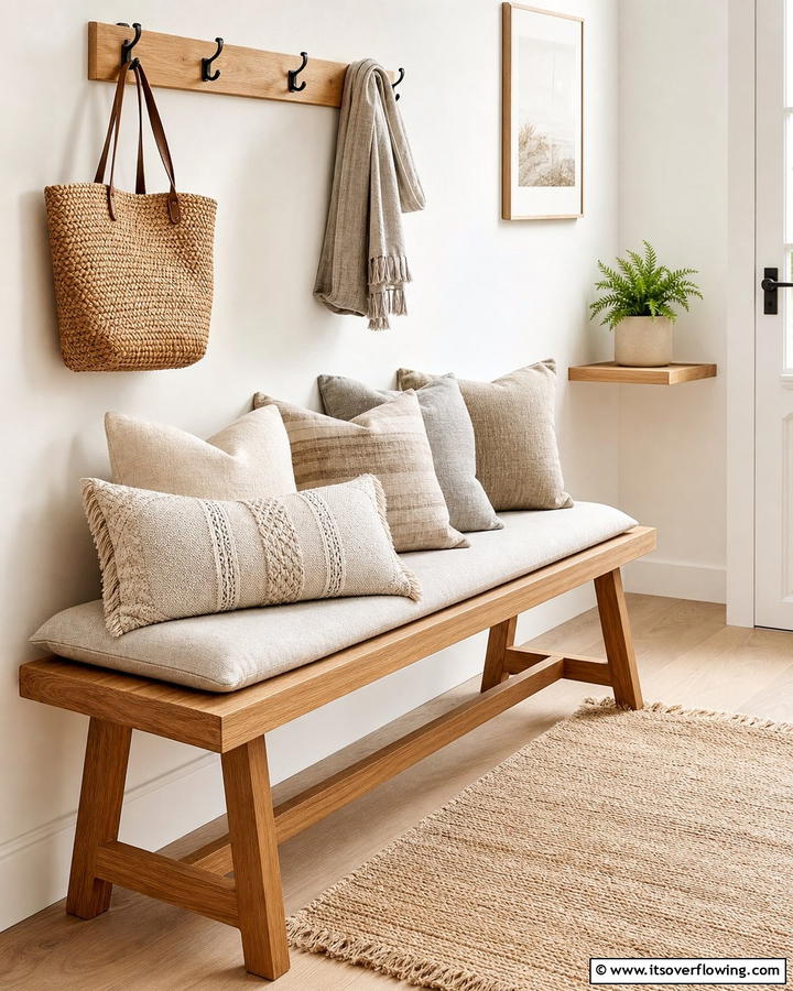 Soft Textile Cushions - 20 Scandinavian Entryway Ideas for a Minimalist Look