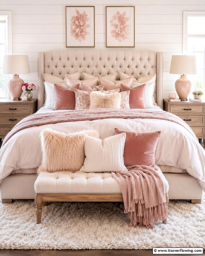 Soft Textured Pillows - 30 Romantic Bedroom Ideas to Create a Cozy Love Nest