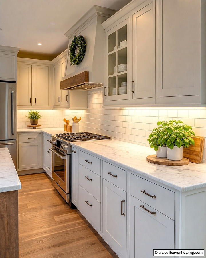 Soft Under Cabinet Lighting - 20 Cozy Kitchen Ideas to Make Your Space Warm and Inviting