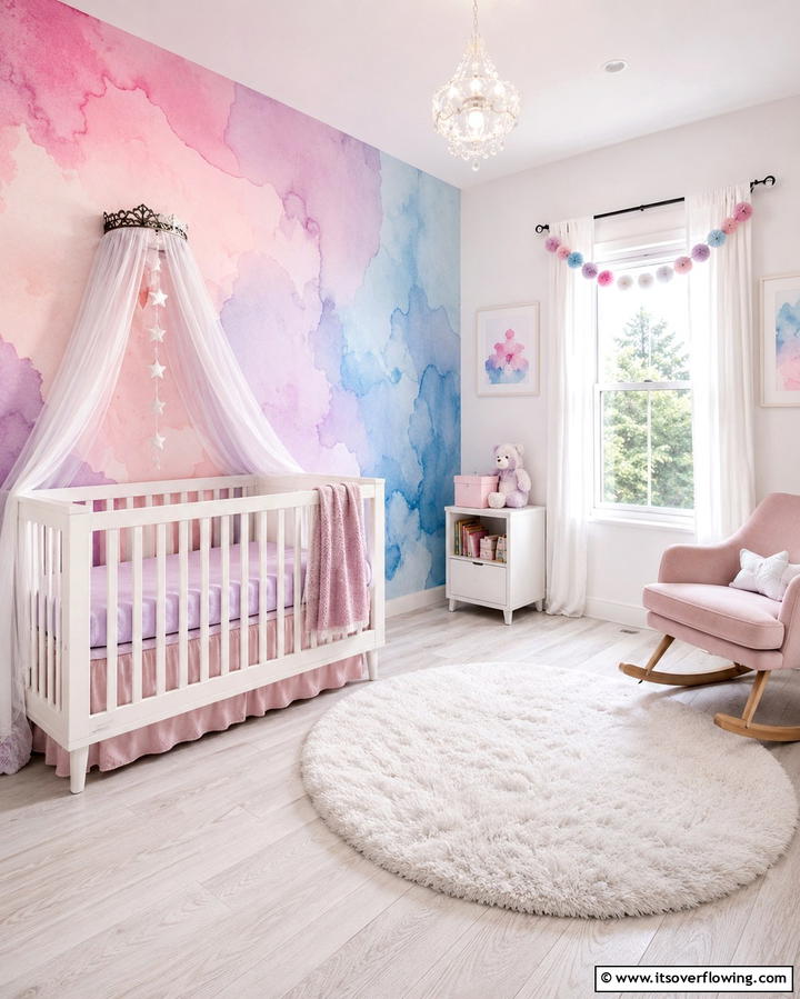 Soft Watercolor Washes - 30 Nursery Accent Wall Ideas for a Charming Baby Room