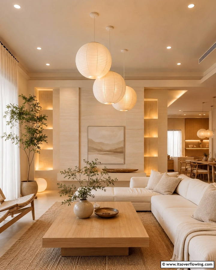 Soft and Warm Lighting - 30 Serene Zen Living Room Ideas for Mindfulness