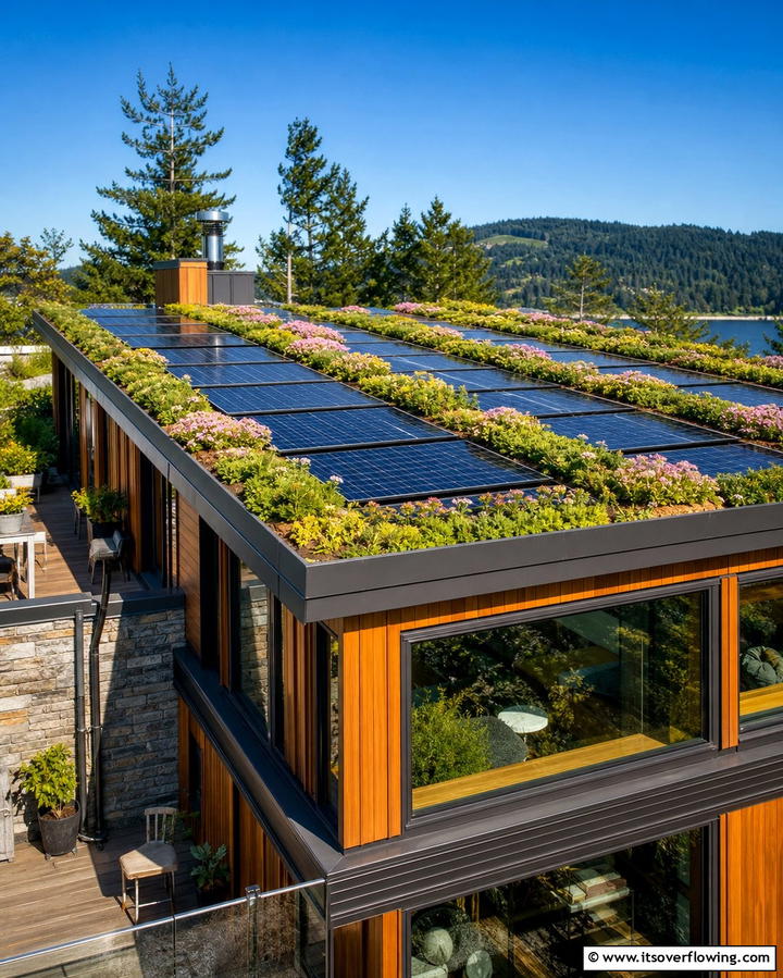 Solar Integrated Green Roof - 25 Houses With Green Roofs for Eco-Friendly Living