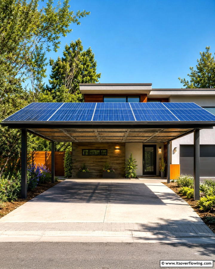 Solar Panel Car Porch - 25 Car Porch Design Ideas for a Welcoming Entrance