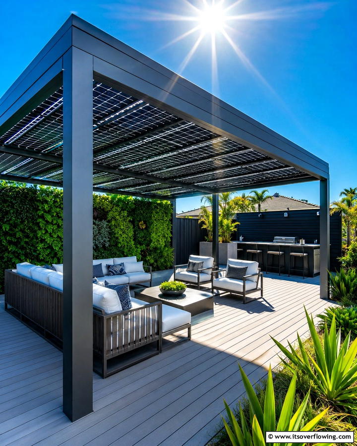 Solar Panels for Eco Friendly Shade - 25 Pergola Shade Ideas to Transform Your Outdoor Space
