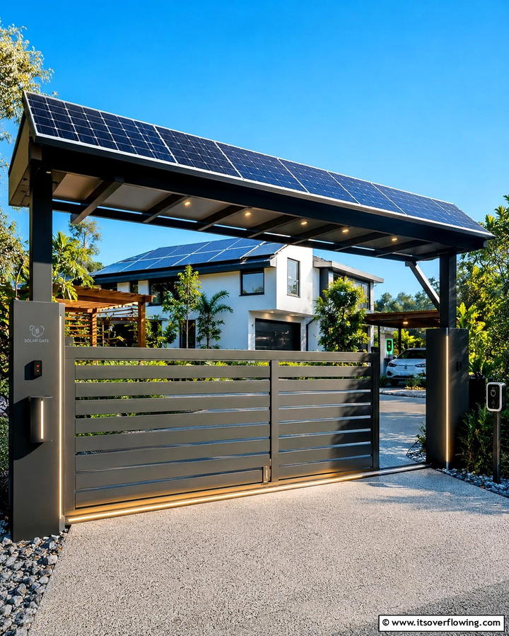 Solar Powered Automated Gate - 30 Inviting Front Gate Designs for Home Entrances