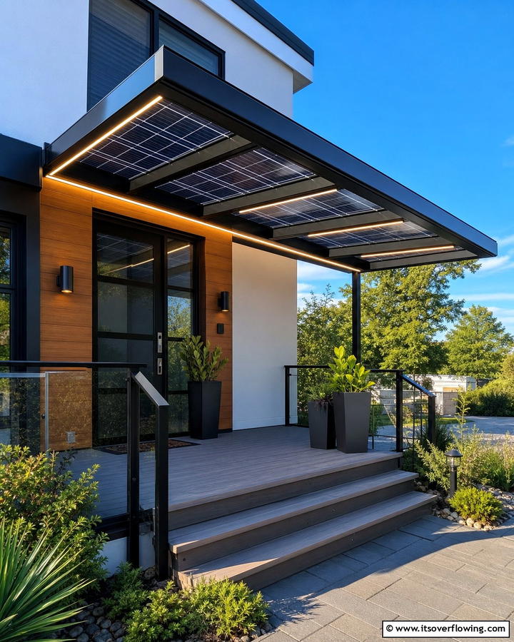 Solar Powered Awning - 20 Front Porch Awning Ideas to Enhance Your Home