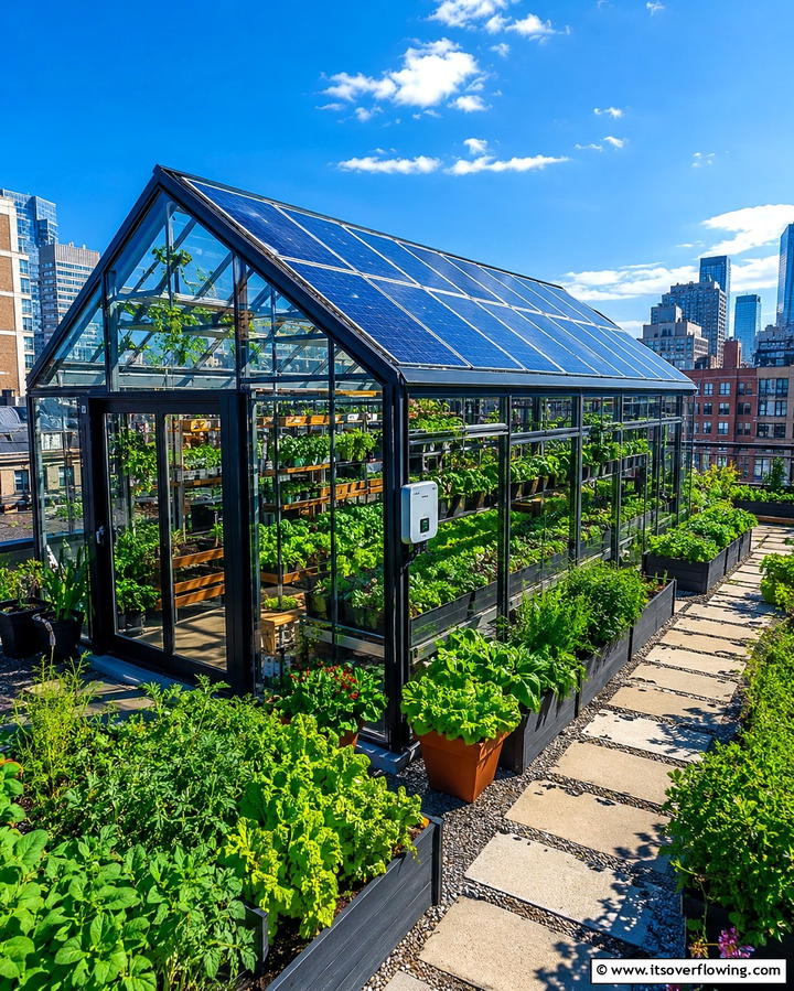 Solar Powered Greenhouse - 25 Rooftop Greenhouse Ideas for Urban Gardening