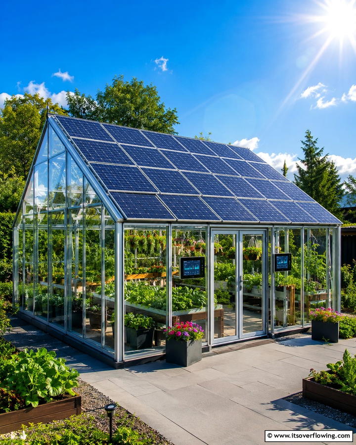 Solar Powered Greenhouse - 25 Fantasy Greenhouse Ideas for a Magical Garden Escape