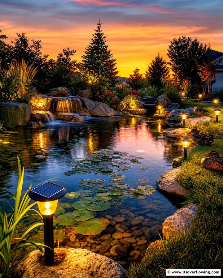Solar Powered Lighting - 25 Duck Pond Ideas- Beautiful & Functional Designs