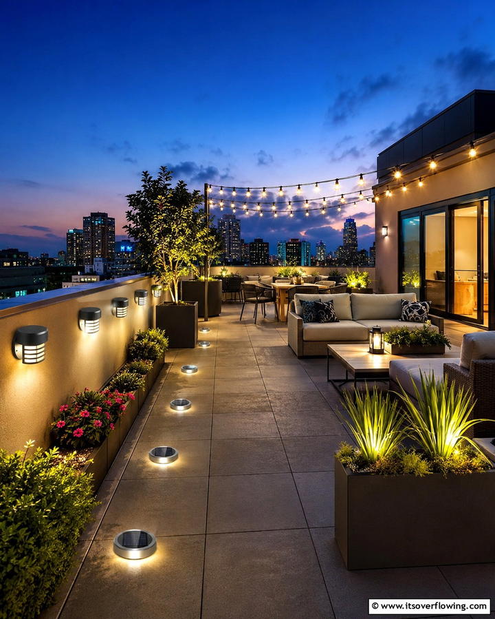 Solar Powered Lighting - 25 Rooftop Garden Ideas for Urban Green Spaces