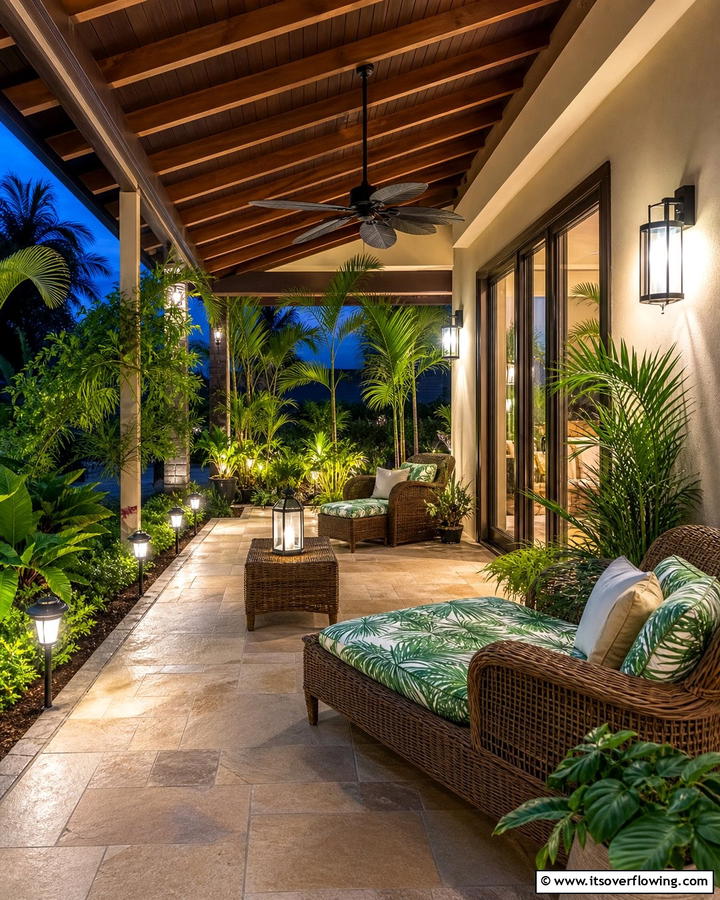 Solar Powered Lighting - 20 Lanai Porch Ideas- Tropical Outdoor Living