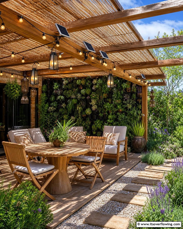 Solar Powered Lights for Eco Friendly Lighting - 20 Covered Patio Lighting Ideas for Outdoor Ambiance