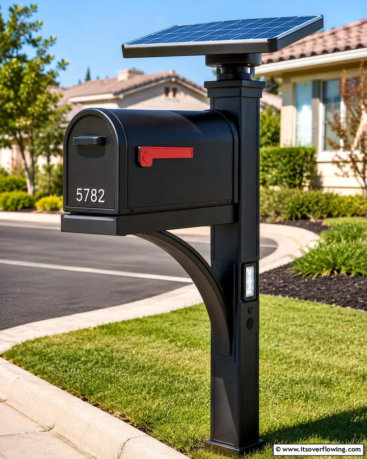 Solar Powered Mailbox PostOne - 25 Unique Mailbox Post Ideas to Boost Curb Appeal