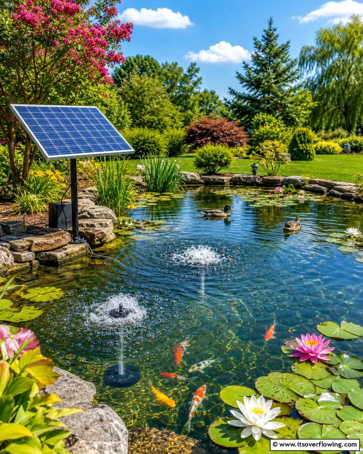 Solar Powered Pond Aerators - 25 Duck Pond Ideas- Beautiful & Functional Designs