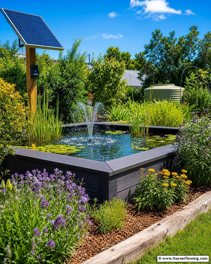 Solar Powered Raised Pond - 20 Raised Garden Pond Ideas for a Tranquil Backyard