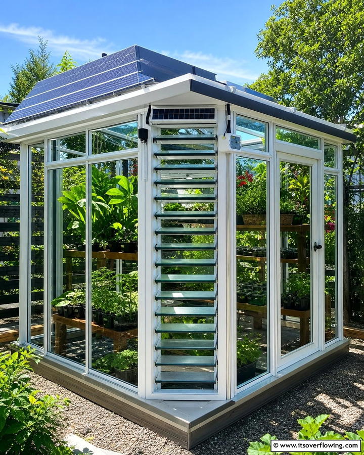 Solar Powered Ventilation - 20 Innovative Corner Greenhouse Ideas for Gardeners