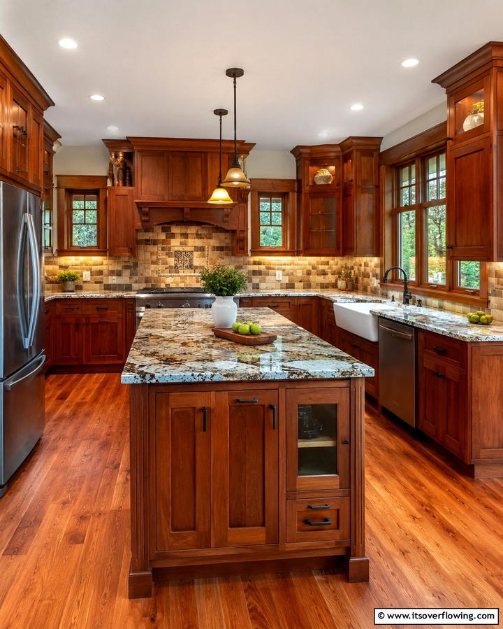 Solid Stone Countertops - 25 Craftsman Kitchen Ideas for a Classic and Timeless Design