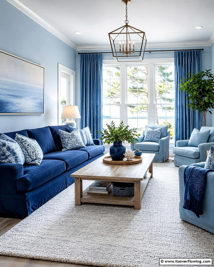 Soothing Blue Retreat - 30 Vibrant Colorful Living Room Inspirations for Bold Interiors