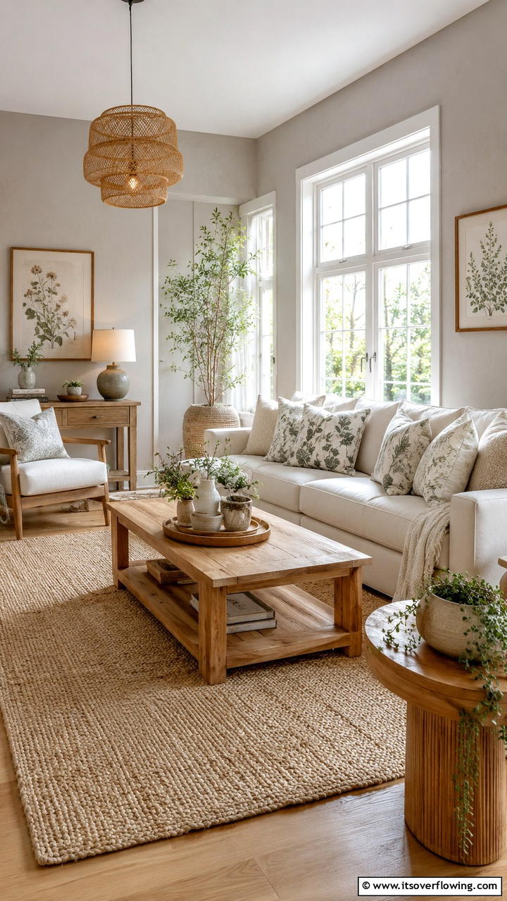 Soothing Natural Tones - 30 Grey and Cream Living Room Ideas- Neutral Elegance