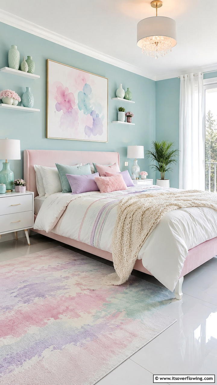 Soothing Pastel Mixes - 30 Duck Egg Blue Bedroom Ideas for Serene Spaces