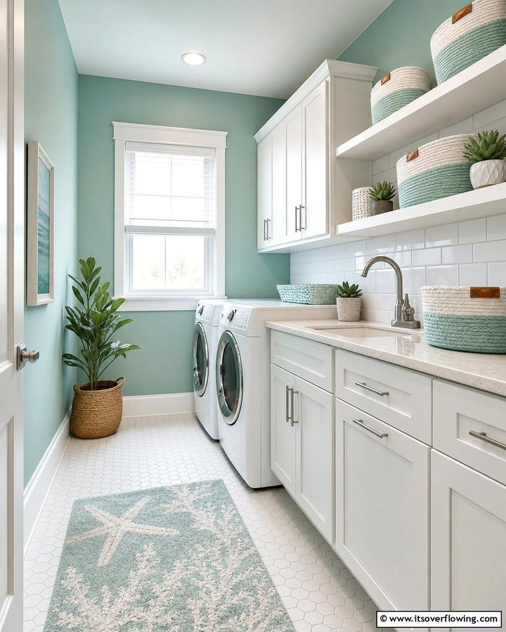Soothing Seafoam Green - 30 Laundry Room Paint Ideas to Brighten Chore Time