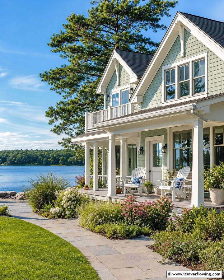 Soothing Seafoam Green - 30 Lake House Exterior Color Ideas Inspired by Nature
