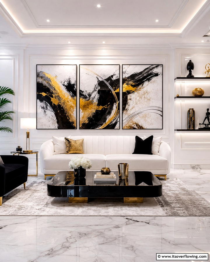 Sophisticated Art Pieces - 30 Glam Living Room Ideas for Luxurious Comfort