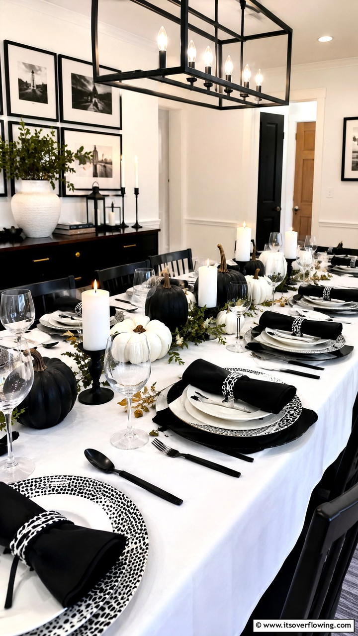 Sophisticated Black and White - 21 Beautiful Thanksgiving Table Settings for Holiday Meals