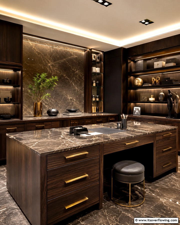 Sophisticated Craft Space with Ambiance - 30 Organized Craft Room Ideas for Creative Spaces at Home
