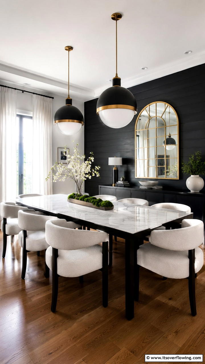 Sophisticated Dining Ambience - 30 Black Shiplap Wall Ideas for Timeless Interior Accents