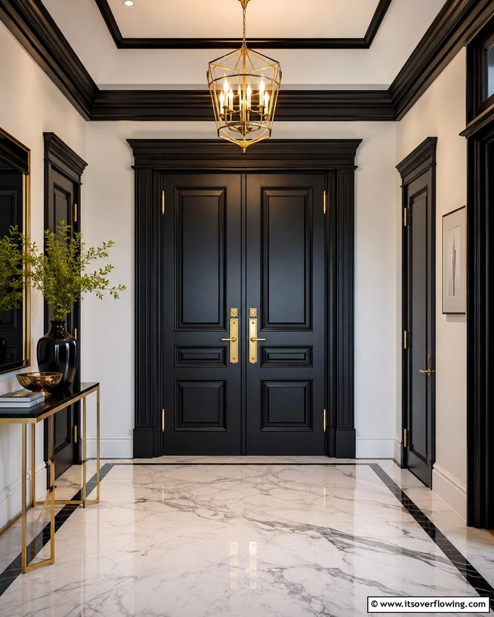 Sophisticated Doorway Detailing - 30 Black Hallway Ideas for Dramatic and Sophisticated Spaces