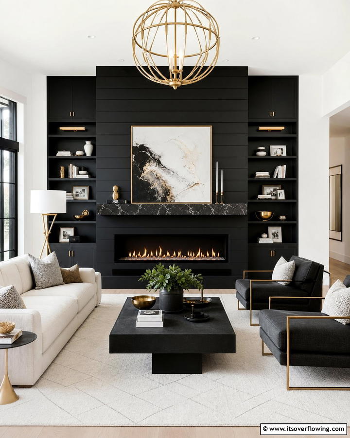 Sophisticated Edge - 21 Modern Black Shiplap Fireplace Design Inspirations