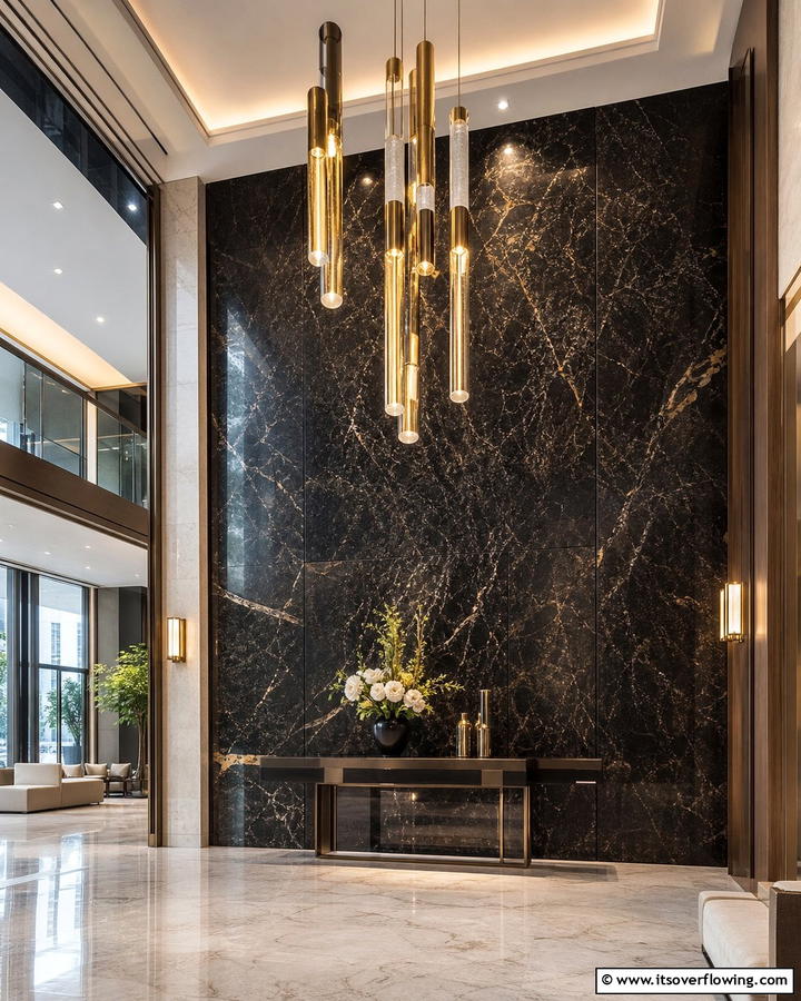 Sophisticated Granite Feature Wall - 30 Natural Stone Wall Ideas for Rustic Outdoor Landscapes