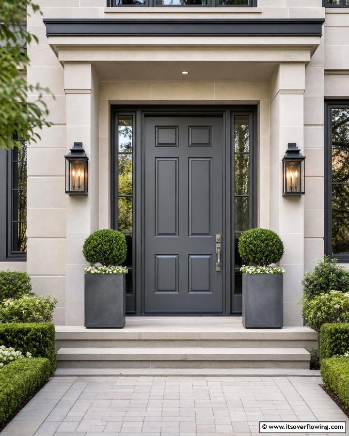 Sophisticated Gray Tone - 21 Front Door Color Ideas to Boost Your Home’s Curb Appeal