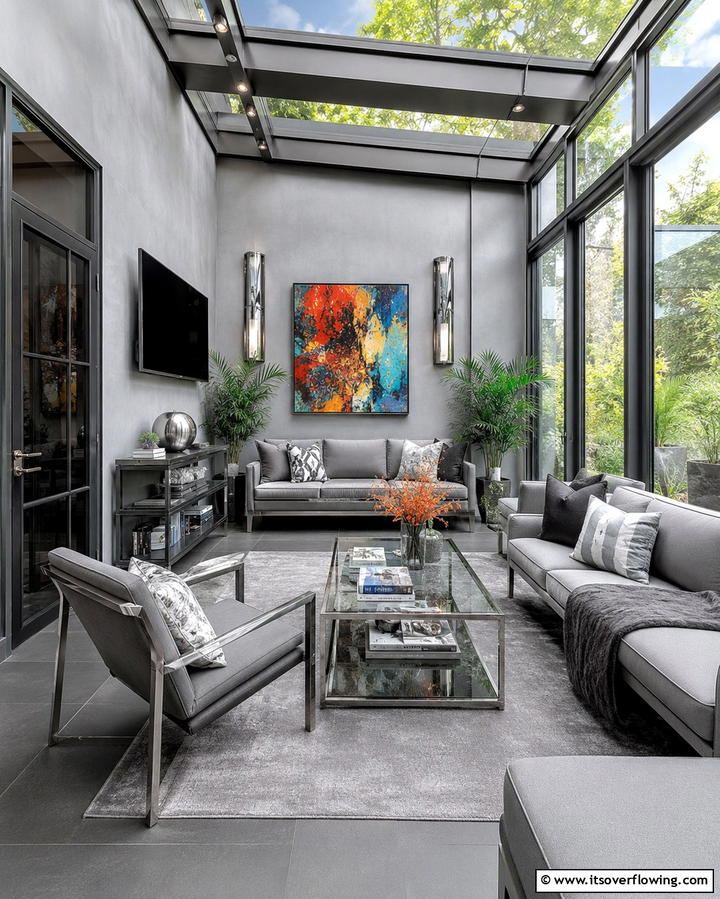 Sophisticated Gray Tones - 20 Sunroom Color Ideas to Brighten Your Space