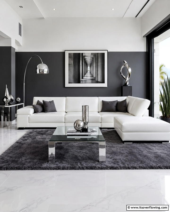 Sophisticated Gray and White Minimalism - 30 Two-Tone Wall Paint Ideas to Elevate Your Interior Design