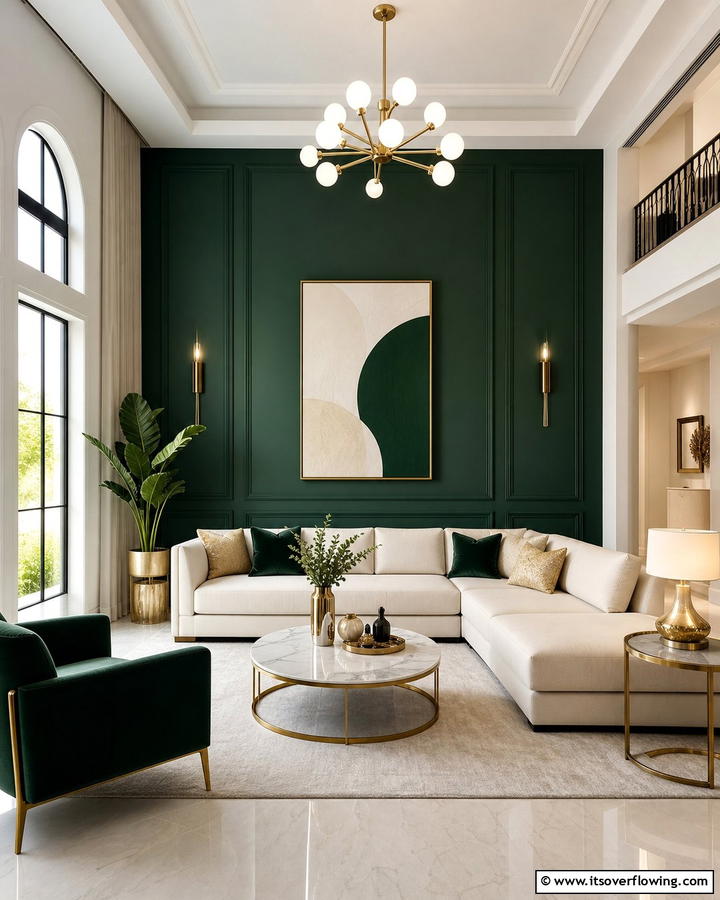 Sophisticated Living Room Green - 21 Dark Green Accent Wall Ideas for Dramatic Interiors