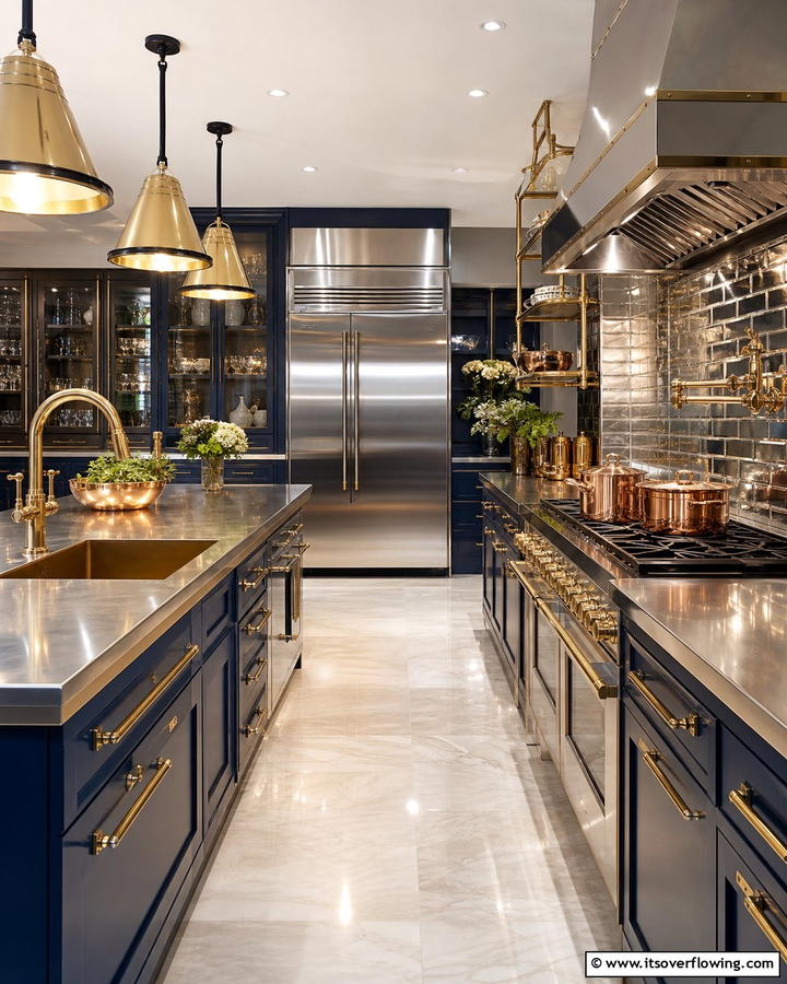 Sophisticated Metallic Counter Finishes - 30 Kitchen Counter Decor Ideas to Elevate Your Space