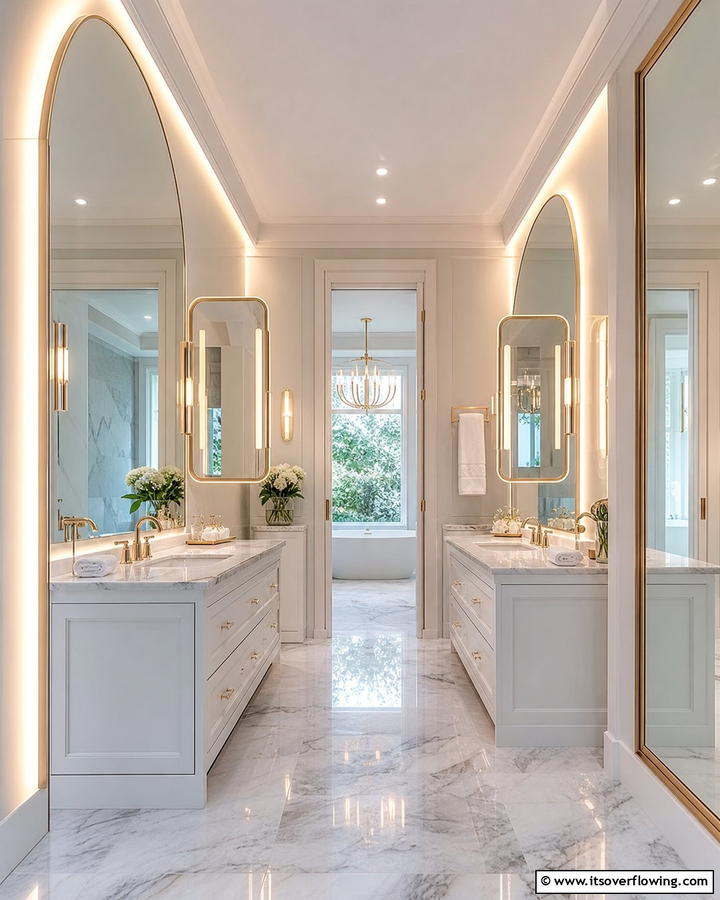 Sophisticated Mirror Designs - 30 Jack and Jill Bathroom Ideas for Shared Spaces