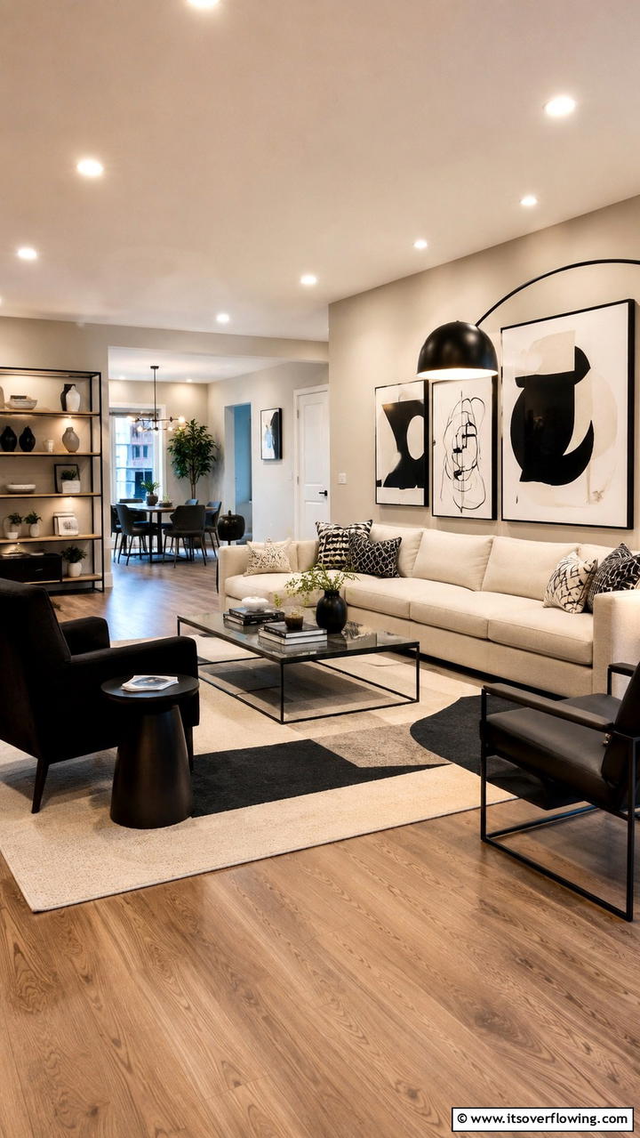 Sophisticated Modern Vibe - 30 Black & Beige Living Room Ideas for Modern Contrast