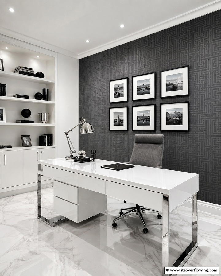 Sophisticated Monochrome - 30 Office Wallpaper Ideas for a Productive Workspace