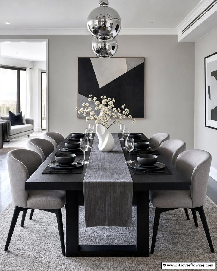 Sophisticated Monochrome Palette - 21 Dining Room Table Decor Ideas for Every Occasion