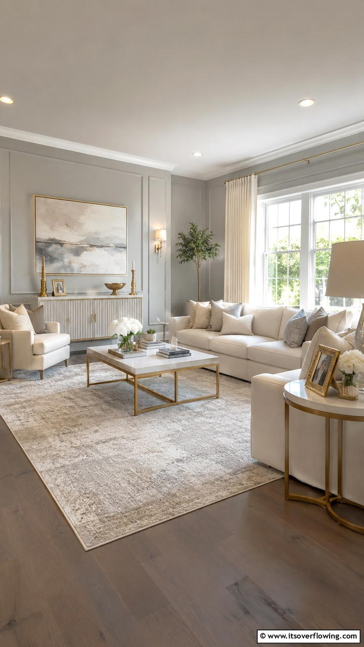 Sophisticated Neutral Palette - 30 Grey and Cream Living Room Ideas- Neutral Elegance