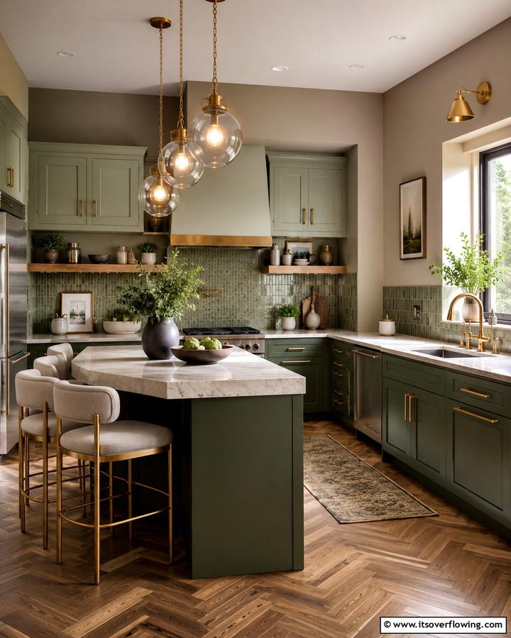Sophisticated Olive Green Palette - 30 Olive Green Kitchen Designs for a Warm Cooking Space