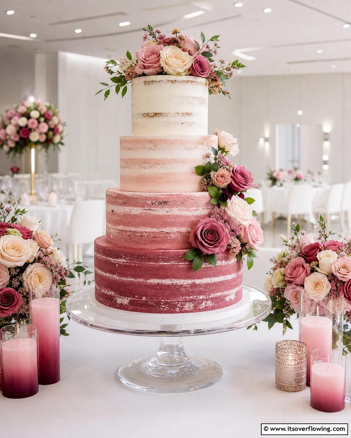Sophisticated Ombre Cake - 21 Naked Wedding Cake Ideas for Minimalist Elegance