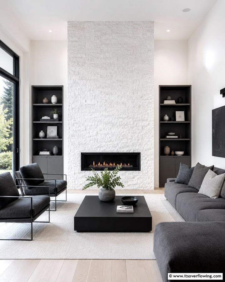Sophisticated Slate Stone - 25 Floor-to-Ceiling Stone Fireplace Ideas for Cozy Homes
