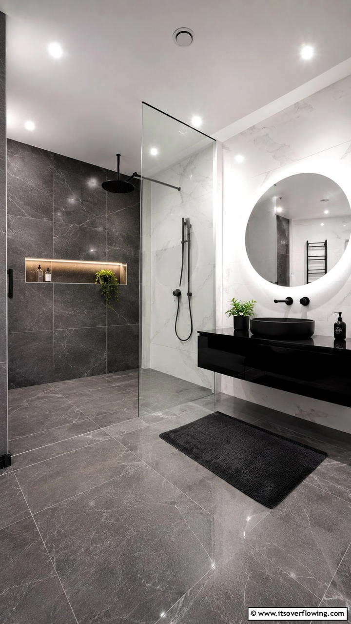 Sophisticated Urban Escape - 30 Doorless Walk-In Shower Ideas for Modern Bathrooms